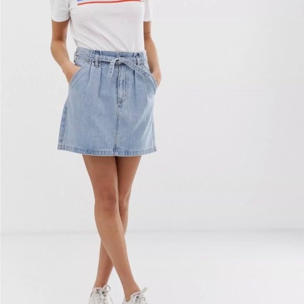 HOLLISTER Tie Waist Denim Skirt Size 28
